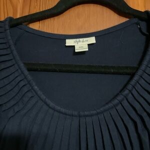 Style & Co Navy Pleated Blouse Size XXL #2331